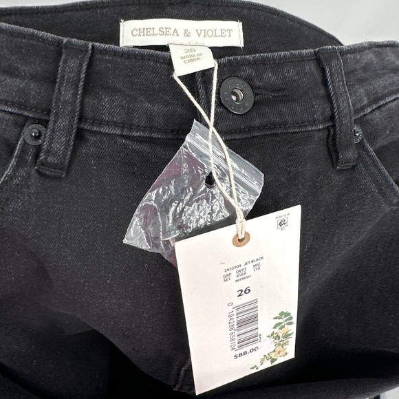Chelsea & Violet Jeans Denim Straight Leg High Waist Black Size 26 NWT - Picture 6 of 7